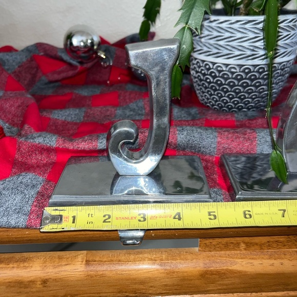 Vintage Heavy, silver Christmas stocking holders “JOY” - Picture 7 of 7